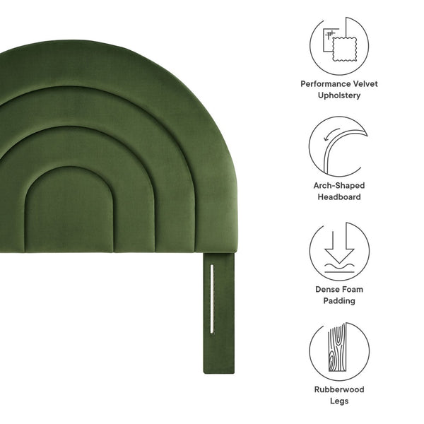Modway Furniture Solana Arched Performance Velvet Twin Headboard – Modern Upholstered Design for Cozy Bedrooms Moss Green MOD-7169-MOG