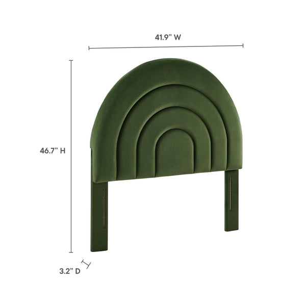 Modway Furniture Solana Arched Performance Velvet Twin Headboard – Modern Upholstered Design for Cozy Bedrooms Moss Green MOD-7169-MOG