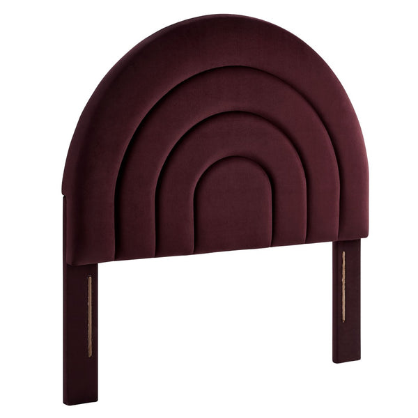 Modway Furniture Solana Arched Performance Velvet Twin Headboard – Modern Upholstered Design for Cozy Bedrooms Mulberry MOD-7169-MUL