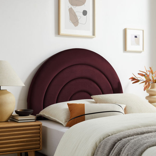 Modway Furniture Solana Arched Performance Velvet Twin Headboard – Modern Upholstered Design for Cozy Bedrooms Mulberry MOD-7169-MUL