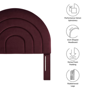 Modway Furniture Solana Arched Performance Velvet Twin Headboard – Modern Upholstered Design for Cozy Bedrooms Mulberry MOD-7169-MUL