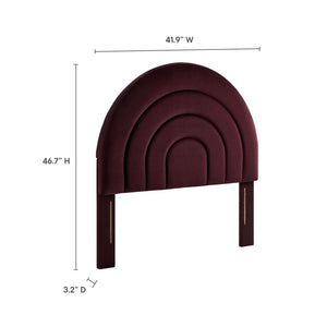Modway Furniture Solana Arched Performance Velvet Twin Headboard – Modern Upholstered Design for Cozy Bedrooms Mulberry MOD-7169-MUL