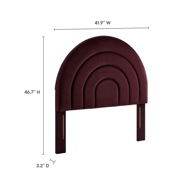 Modway Furniture Solana Arched Performance Velvet Twin Headboard – Modern Upholstered Design for Cozy Bedrooms Mulberry MOD-7169-MUL