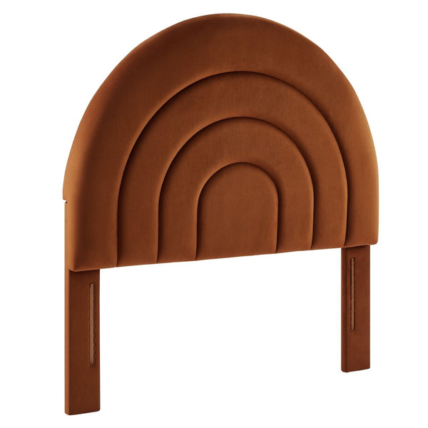Modway Furniture Solana Arched Performance Velvet Twin Headboard – Modern Upholstered Design for Cozy Bedrooms Rust MOD-7169-RUS