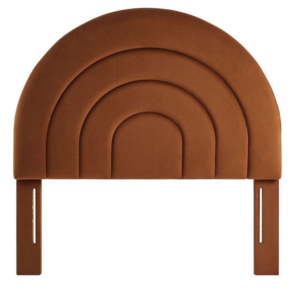 Modway Furniture Solana Arched Performance Velvet Twin Headboard – Modern Upholstered Design for Cozy Bedrooms Rust MOD-7169-RUS