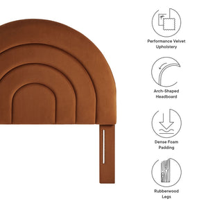 Modway Furniture Solana Arched Performance Velvet Twin Headboard – Modern Upholstered Design for Cozy Bedrooms Rust MOD-7169-RUS
