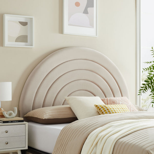 Modway Furniture Solana Arched Performance Velvet Full Headboard - Luxurious Design for Modern Bedrooms & Comfort Almond MOD-7170-ALM