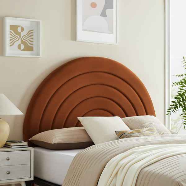 Modway Furniture Solana Arched Performance Velvet Full Headboard - Luxurious Design for Modern Bedrooms & Comfort Rust MOD-7170-RUS