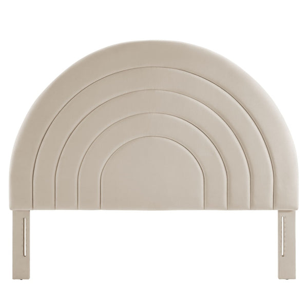 Modway Furniture Solana Arched Performance Velvet Queen Headboard - Luxurious Comfort for Modern Bedroom Elegance Almond MOD-7171-ALM