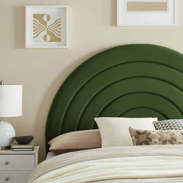 Modway Furniture Solana Arched Performance Velvet Queen Headboard - Luxurious Comfort for Modern Bedroom Elegance Moss Green MOD-7171-MOG