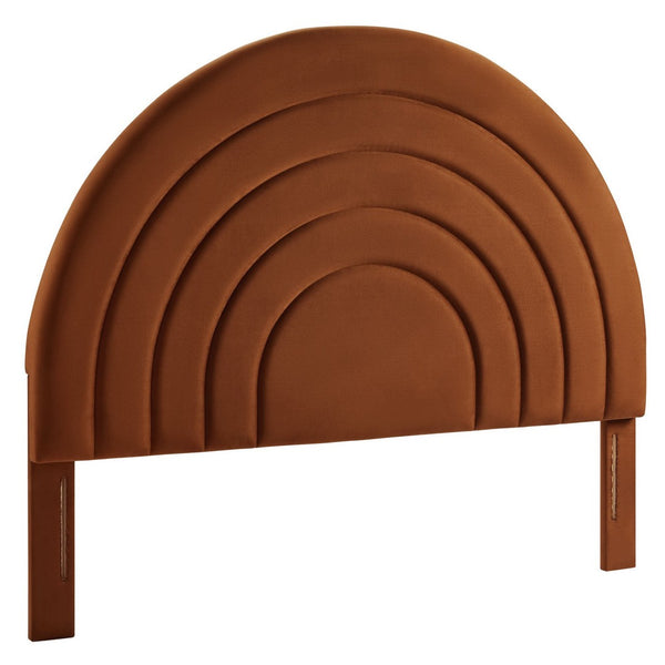 Modway Furniture Solana Arched Performance Velvet Queen Headboard - Luxurious Comfort for Modern Bedroom Elegance Rust MOD-7171-RUS