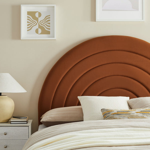 Modway Furniture Solana Arched Performance Velvet Queen Headboard - Luxurious Comfort for Modern Bedroom Elegance Rust MOD-7171-RUS