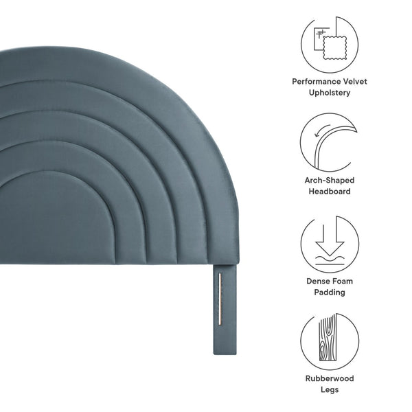 Modway Furniture Solana Arched Performance Velvet King Headboard - Modern Design with Luxurious Comfort & Style Cadet Blue MOD-7172-CAB