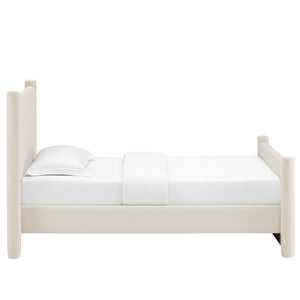 Modway Furniture Rael Twin Platform Bed – Elegant Performance Velvet Frame with Plush Comfort & Sturdy Support System Alabaster MOD-7173-ALA