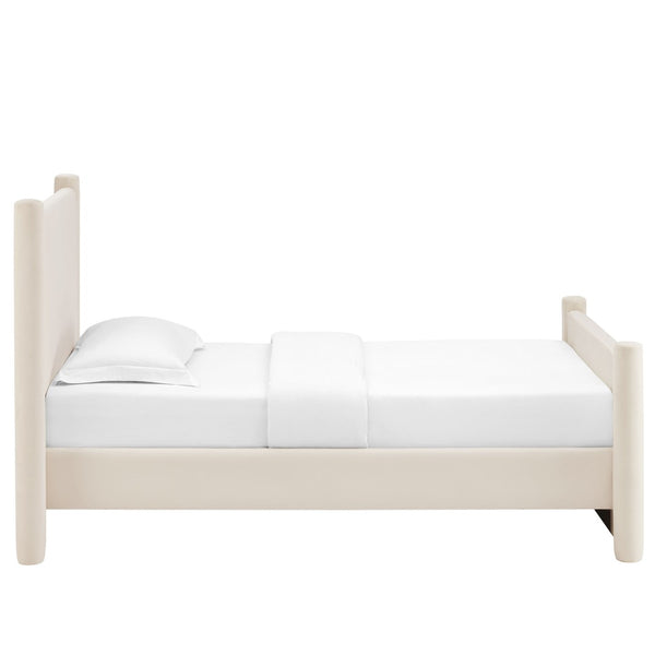 Modway Furniture Rael Twin Platform Bed – Elegant Performance Velvet Frame with Plush Comfort & Sturdy Support System Alabaster MOD-7173-ALA