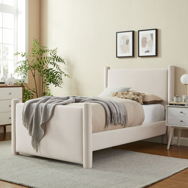 Modway Furniture Rael Twin Platform Bed – Elegant Performance Velvet Frame with Plush Comfort & Sturdy Support System Alabaster MOD-7173-ALA