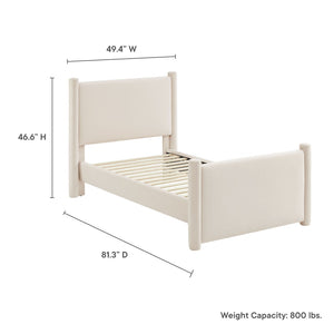 Modway Furniture Rael Twin Platform Bed – Elegant Performance Velvet Frame with Plush Comfort & Sturdy Support System Alabaster MOD-7173-ALA
