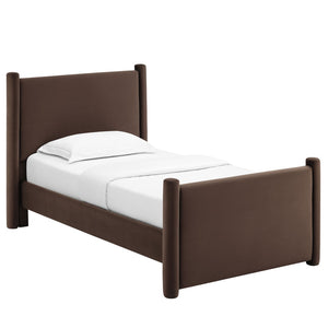 Modway Furniture Rael Twin Platform Bed – Elegant Performance Velvet Frame with Plush Comfort & Sturdy Support System Chocolate Brown MOD-7173-CHB