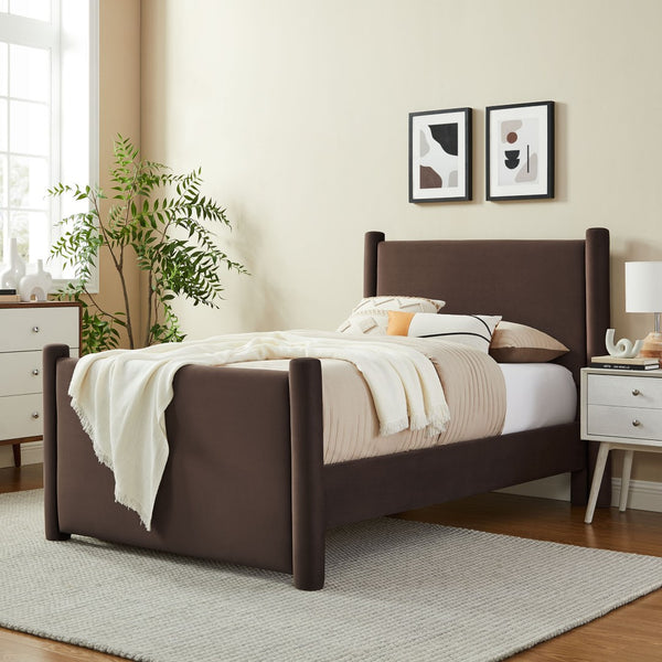 Modway Furniture Rael Twin Platform Bed – Elegant Performance Velvet Frame with Plush Comfort & Sturdy Support System Chocolate Brown MOD-7173-CHB