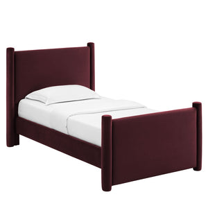 Modway Furniture Rael Twin Platform Bed – Elegant Performance Velvet Frame with Plush Comfort & Sturdy Support System Mulberry MOD-7173-MUL