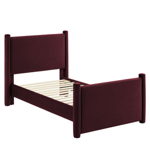 Modway Furniture Rael Twin Platform Bed – Elegant Performance Velvet Frame with Plush Comfort & Sturdy Support System Mulberry MOD-7173-MUL