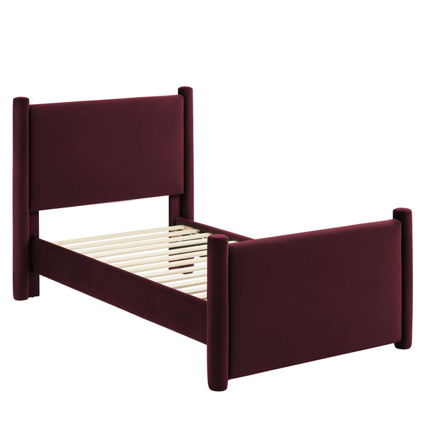 Modway Furniture Rael Twin Platform Bed – Elegant Performance Velvet Frame with Plush Comfort & Sturdy Support System Mulberry MOD-7173-MUL