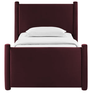 Modway Furniture Rael Twin Platform Bed – Elegant Performance Velvet Frame with Plush Comfort & Sturdy Support System Mulberry MOD-7173-MUL