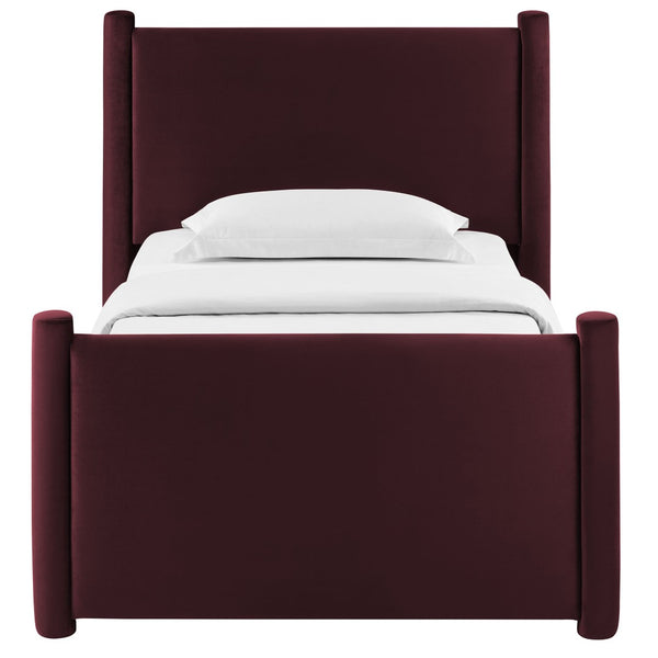 Modway Furniture Rael Twin Platform Bed – Elegant Performance Velvet Frame with Plush Comfort & Sturdy Support System Mulberry MOD-7173-MUL