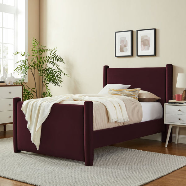Modway Furniture Rael Twin Platform Bed – Elegant Performance Velvet Frame with Plush Comfort & Sturdy Support System Mulberry MOD-7173-MUL