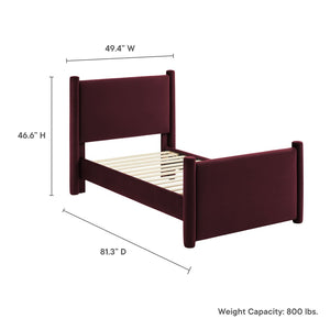Modway Furniture Rael Twin Platform Bed – Elegant Performance Velvet Frame with Plush Comfort & Sturdy Support System Mulberry MOD-7173-MUL