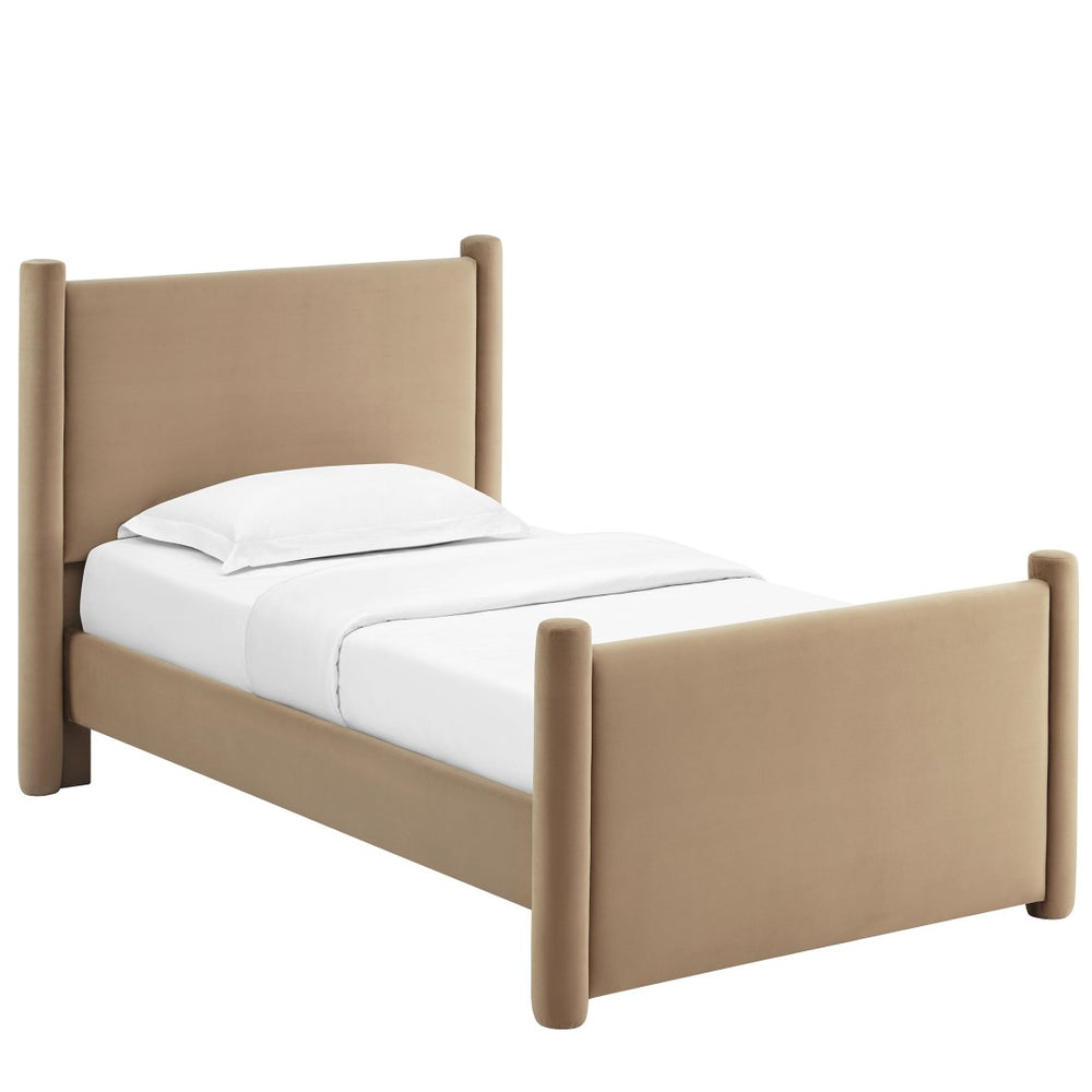 Modway Furniture Rael Twin Platform Bed – Elegant Performance Velvet Frame with Plush Comfort & Sturdy Support System Taupe MOD-7173-TAU