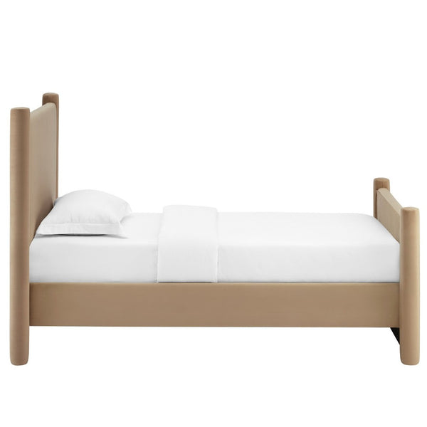 Modway Furniture Rael Twin Platform Bed – Elegant Performance Velvet Frame with Plush Comfort & Sturdy Support System Taupe MOD-7173-TAU