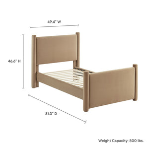 Modway Furniture Rael Twin Platform Bed – Elegant Performance Velvet Frame with Plush Comfort & Sturdy Support System Taupe MOD-7173-TAU