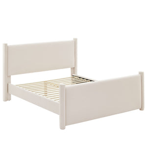 Modway Furniture Rael Performance Velvet Full Platform Bed - Modern, Cozy Design with Sturdy Slat Support System Alabaster MOD-7174-ALA