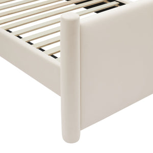 Modway Furniture Rael Performance Velvet Full Platform Bed - Modern, Cozy Design with Sturdy Slat Support System Alabaster MOD-7174-ALA