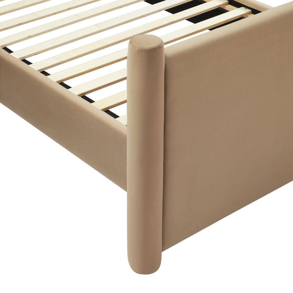 Modway Furniture Rael Performance Velvet Full Platform Bed - Modern, Cozy Design with Sturdy Slat Support System Taupe MOD-7174-TAU