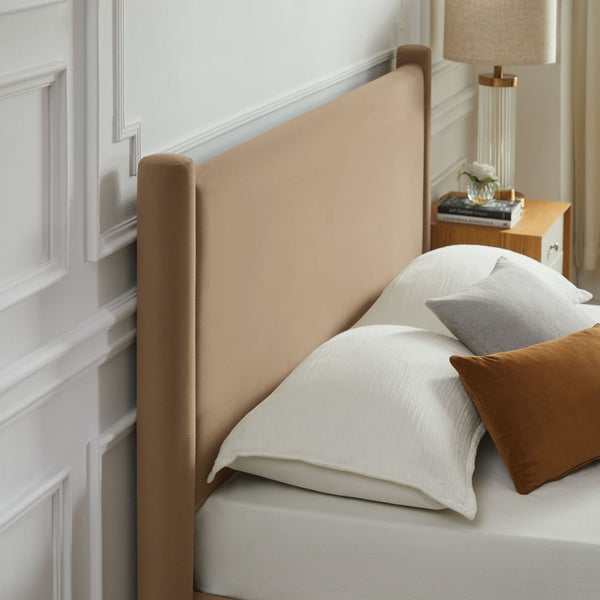 Modway Furniture Rael Performance Velvet Full Platform Bed - Modern, Cozy Design with Sturdy Slat Support System Taupe MOD-7174-TAU