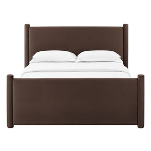 Modway Furniture Rael Performance Velvet Queen Platform Bed – Modern Luxury with Stain-Resistant Upholstery & Support Chocolate Brown MOD-7175-CHB