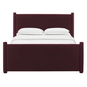 Modway Furniture Rael Performance Velvet Queen Platform Bed – Modern Luxury with Stain-Resistant Upholstery & Support Mulberry MOD-7175-MUL