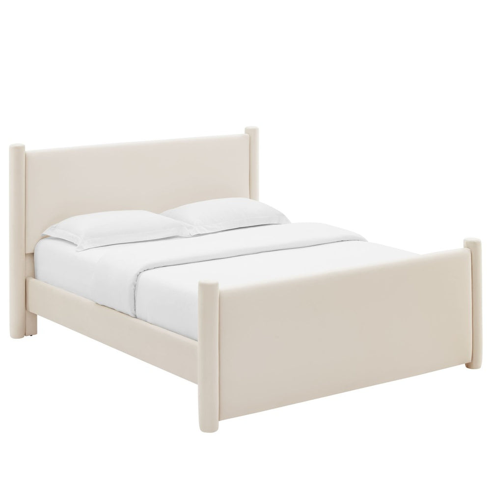 Modway Furniture Rael Performance Velvet King Platform Bed - Plush Upholstered Design for Modern Luxury Comfort Alabaster MOD-7176-ALA