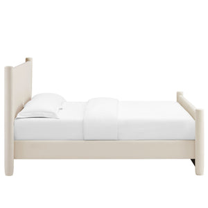 Modway Furniture Rael Performance Velvet King Platform Bed - Plush Upholstered Design for Modern Luxury Comfort Alabaster MOD-7176-ALA