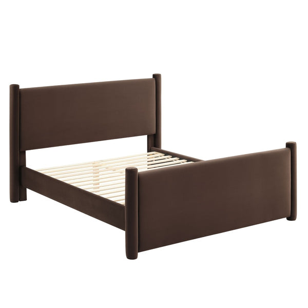 Modway Furniture Rael Performance Velvet King Platform Bed - Plush Upholstered Design for Modern Luxury Comfort Chocolate Brown MOD-7176-CHB
