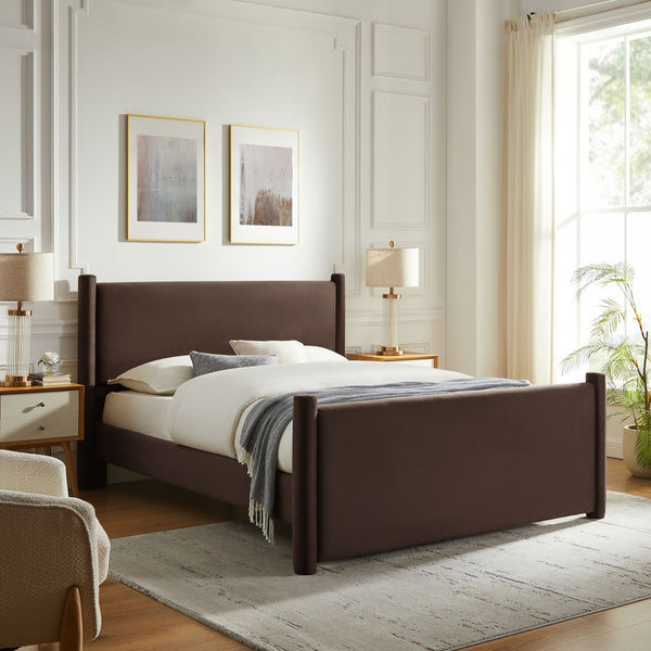 Modway Furniture Rael Performance Velvet King Platform Bed - Plush Upholstered Design for Modern Luxury Comfort Chocolate Brown MOD-7176-CHB