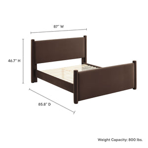 Modway Furniture Rael Performance Velvet King Platform Bed - Plush Upholstered Design for Modern Luxury Comfort Chocolate Brown MOD-7176-CHB