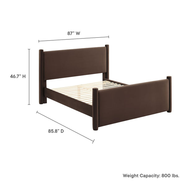 Modway Furniture Rael Performance Velvet King Platform Bed - Plush Upholstered Design for Modern Luxury Comfort Chocolate Brown MOD-7176-CHB