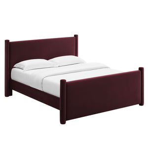 Modway Furniture Rael Performance Velvet King Platform Bed - Plush Upholstered Design for Modern Luxury Comfort Mulberry MOD-7176-MUL