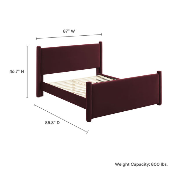 Modway Furniture Rael Performance Velvet King Platform Bed - Plush Upholstered Design for Modern Luxury Comfort Mulberry MOD-7176-MUL