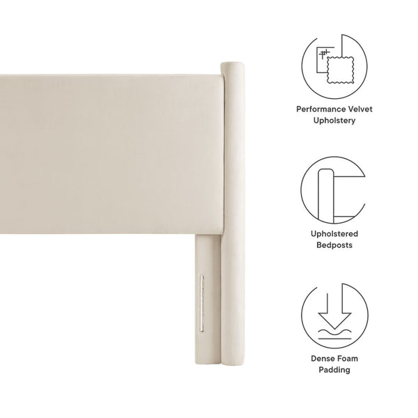 Modway Furniture Rael Performance Velvet Twin Headboard - Modern Luxury for Cozy Bedrooms, Easy Assembly & Style Upgrade Alabaster MOD-7177-ALA