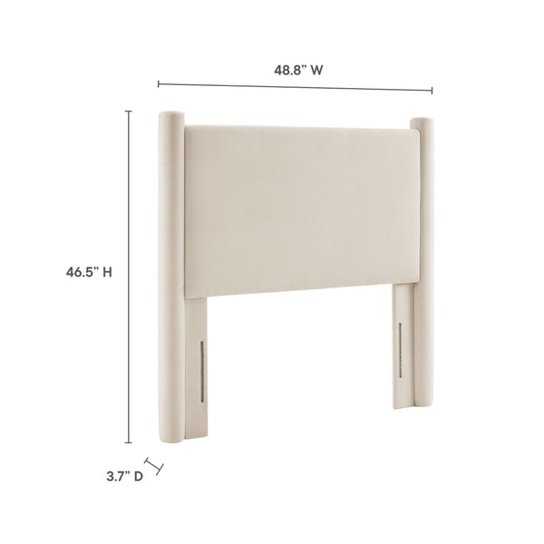 Modway Furniture Rael Performance Velvet Twin Headboard - Modern Luxury for Cozy Bedrooms, Easy Assembly & Style Upgrade Alabaster MOD-7177-ALA