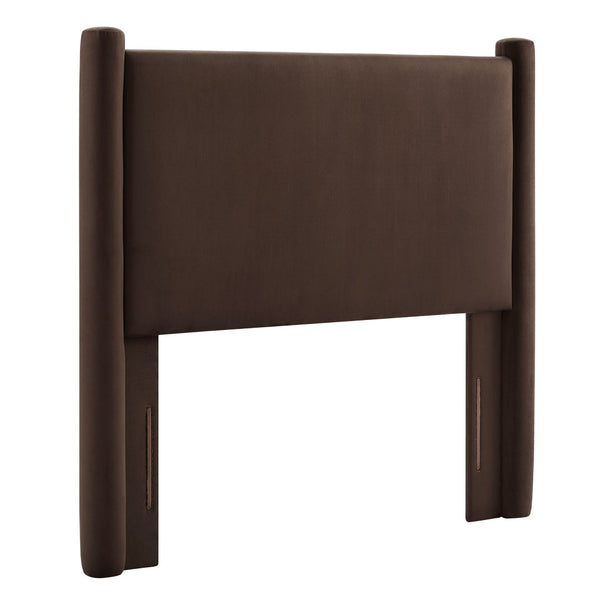 Modway Furniture Rael Performance Velvet Twin Headboard - Modern Luxury for Cozy Bedrooms, Easy Assembly & Style Upgrade Chocolate Brown MOD-7177-CHB